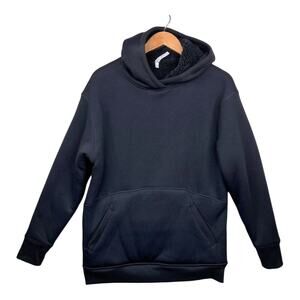 Athleta medium Solstice Reversible Sherpa Hooded Sweatshirt Black 511866.